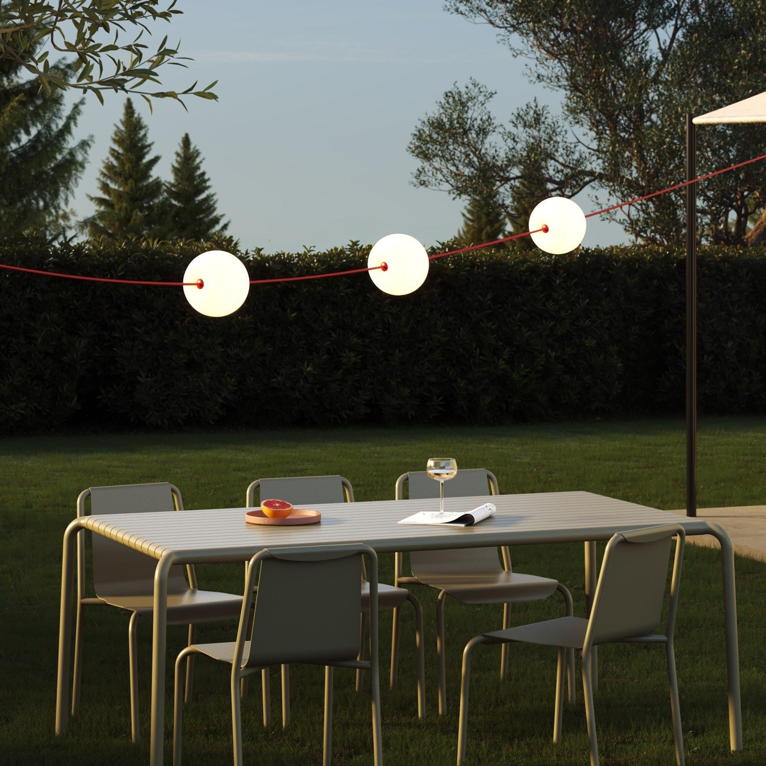 Outdoor 3-Light String Light for wet locations Starfish Red, Power supply with US plug - Marina3 Cherry 70 cm