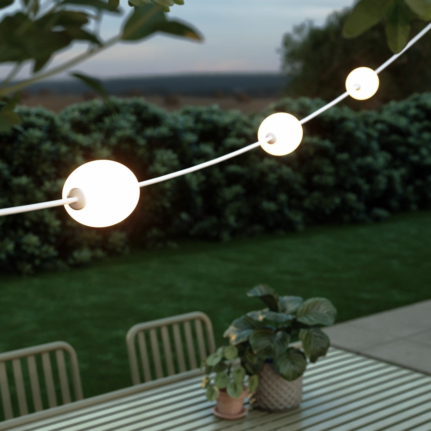 Outdoor 3-Light String Light for wet locations White Sand, Power supply with US plug - Marina3