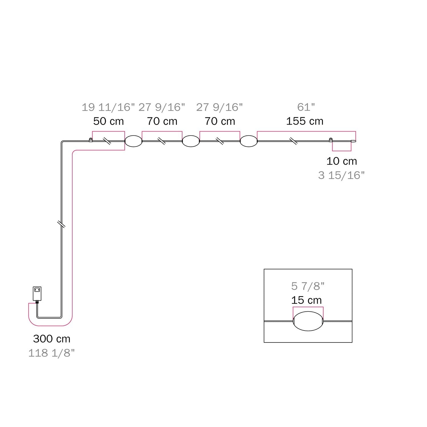 Outdoor 3-Light String Light fro wet locations Starfish Red, Power supply with US plug - Marina3