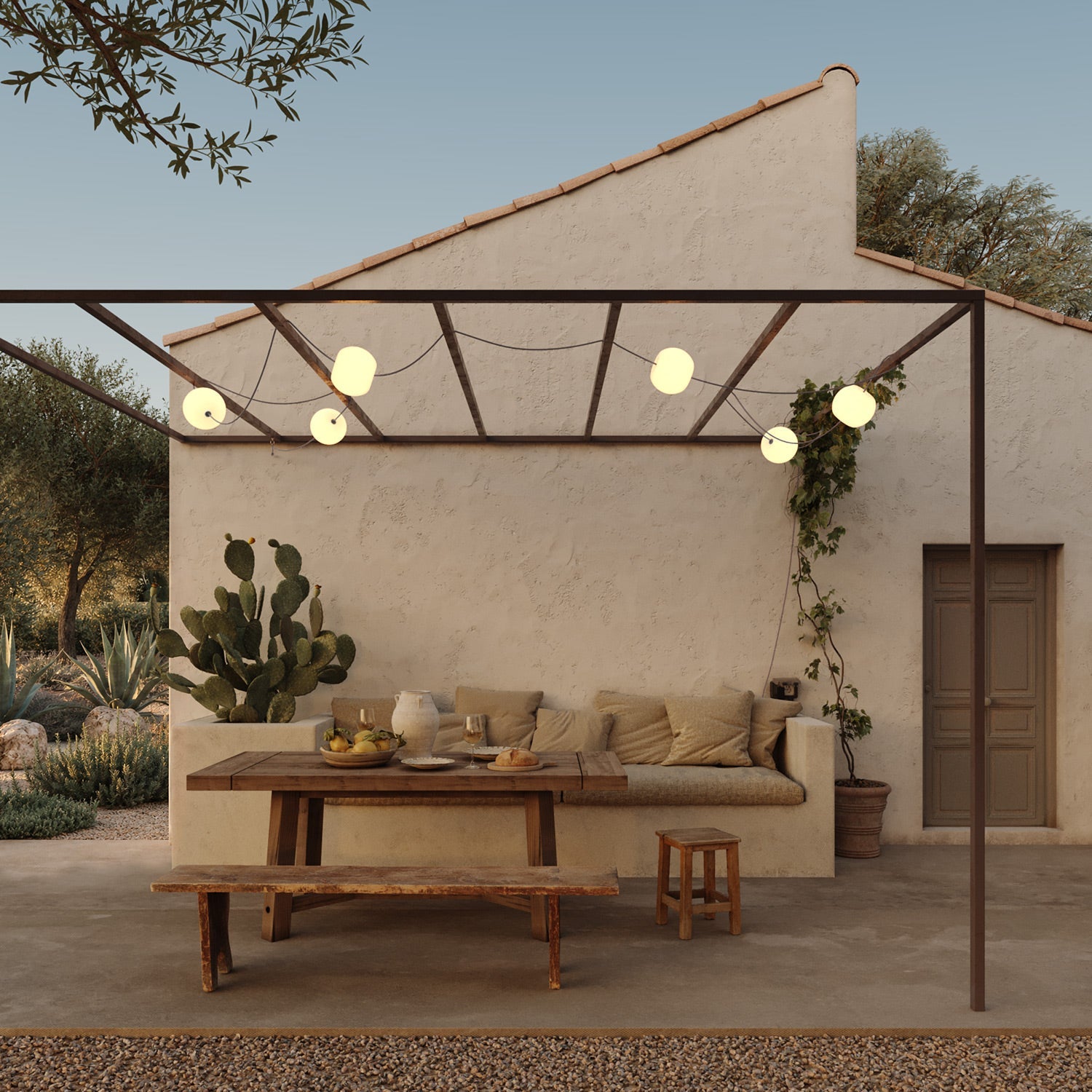 Outdoor 6-Light String Light for wet locations Gray, Power supply with US plug - Marina6 Cherry 140 cm
