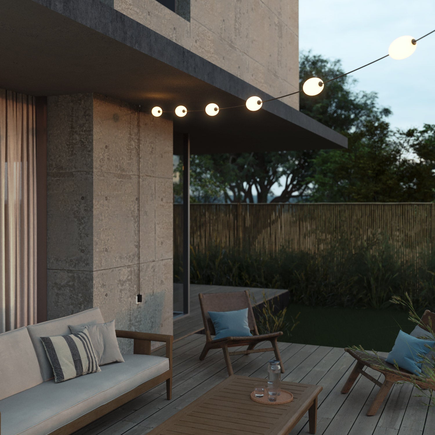 Outdoor 6-Light String Light for wet locations Olive Green, Power supply with US plug - Marina6