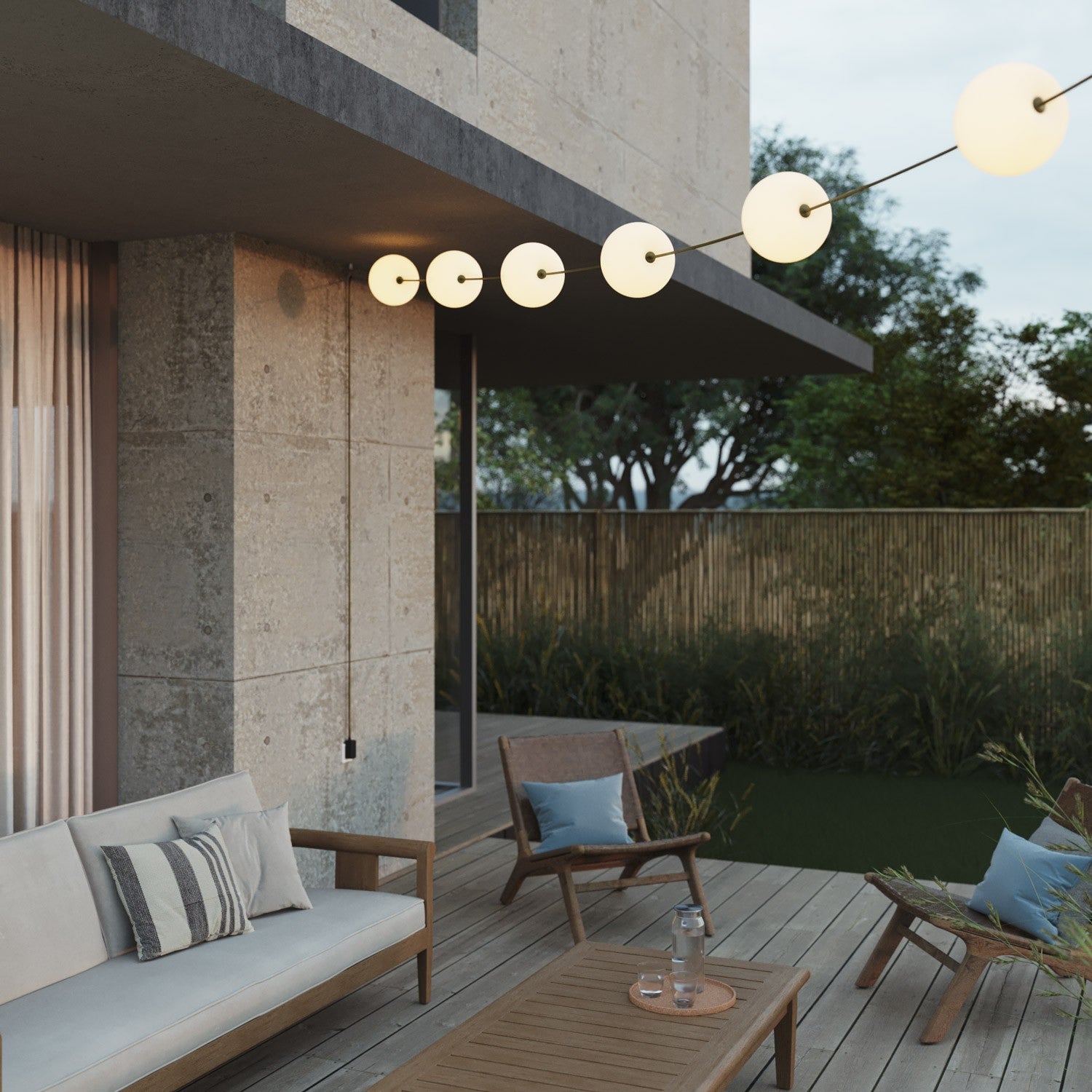 Outdoor 6-Light String Light for wet locations Olive Green, Power supply with US plug - Marina6 Cherry