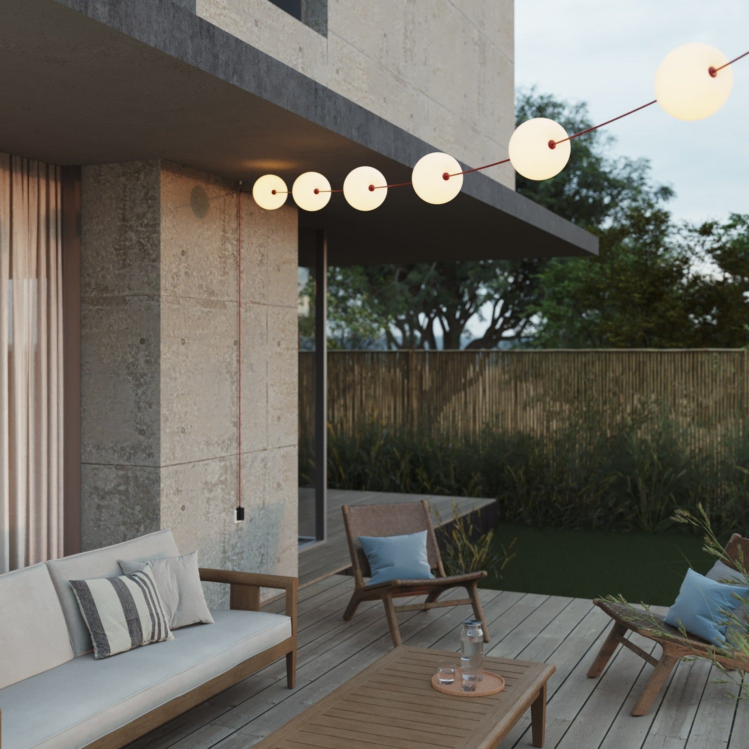 Outdoor 6-Light String Light for wet locations Starfish Red, Power supply with US plug - Marina6 Cherry 70 cm