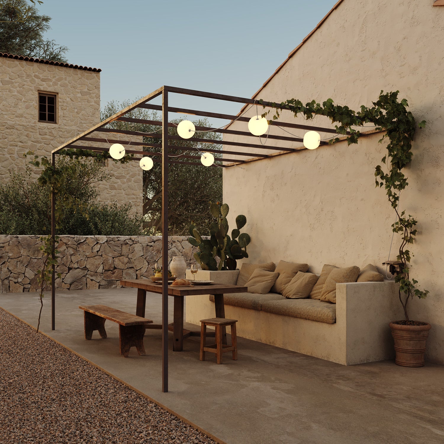 Outdoor 6-Light String Light for wet locations White Sand, Power supply with US plug - Marina6 Cherry 140 cm
