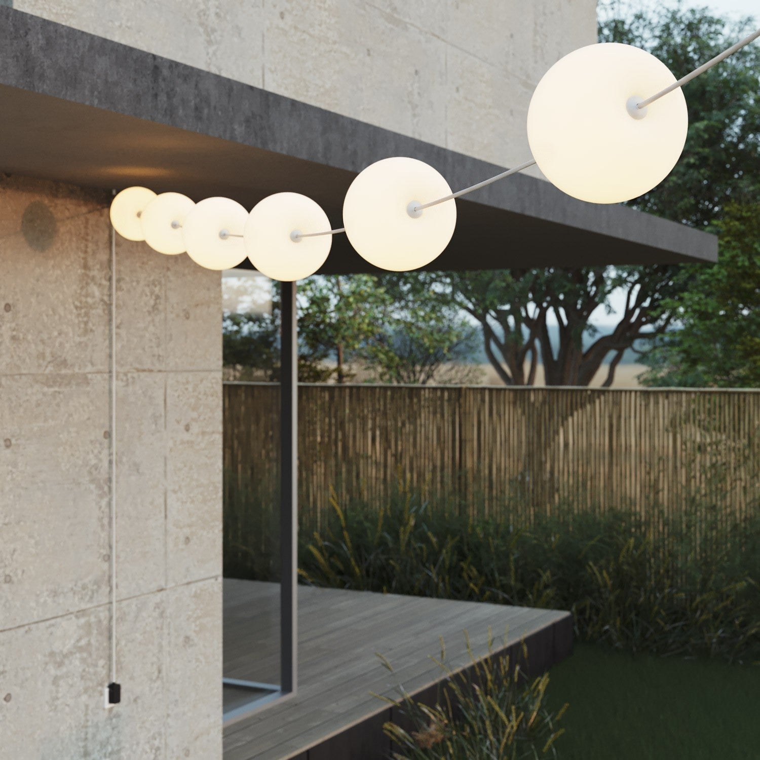 Outdoor 6-Light String Light for wet locations White Sand, Power supply with US plug - Marina6 Cherry