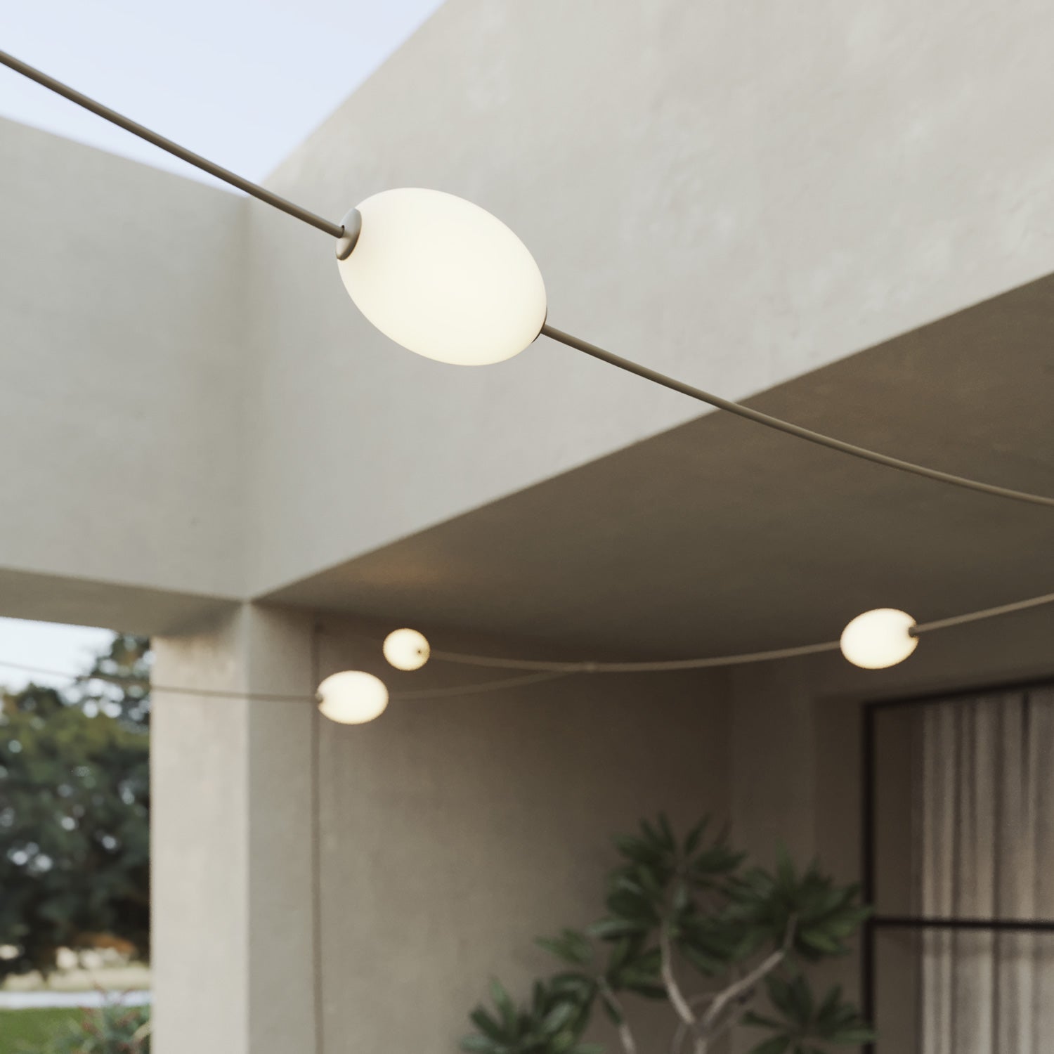 Outdoor Net String Light 7-Light for wet locations Olive Green, Power supply with US plug - Marina GRID