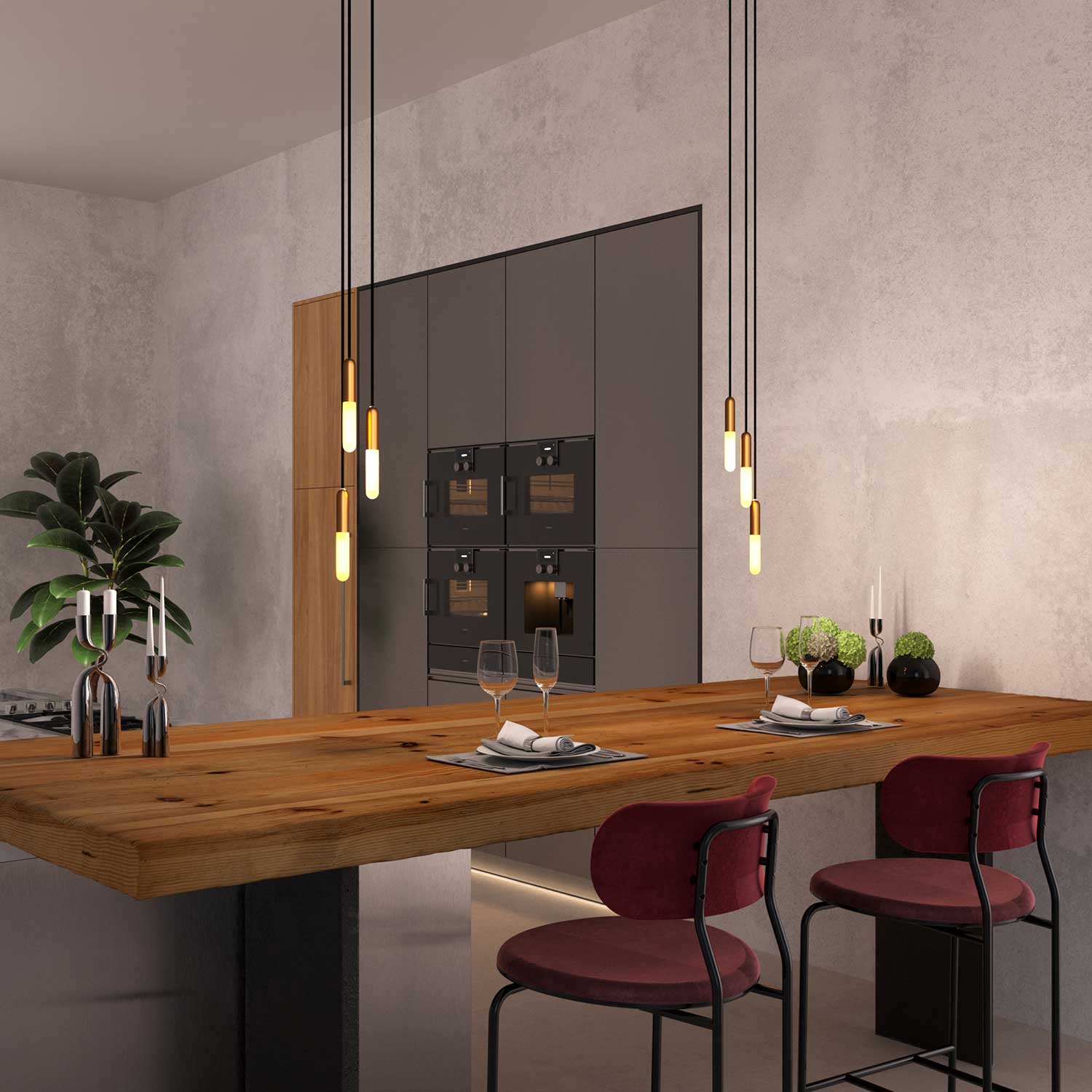 P-Light, UL E12 metal socket kit with hidden cable clamp - Brushed bronze