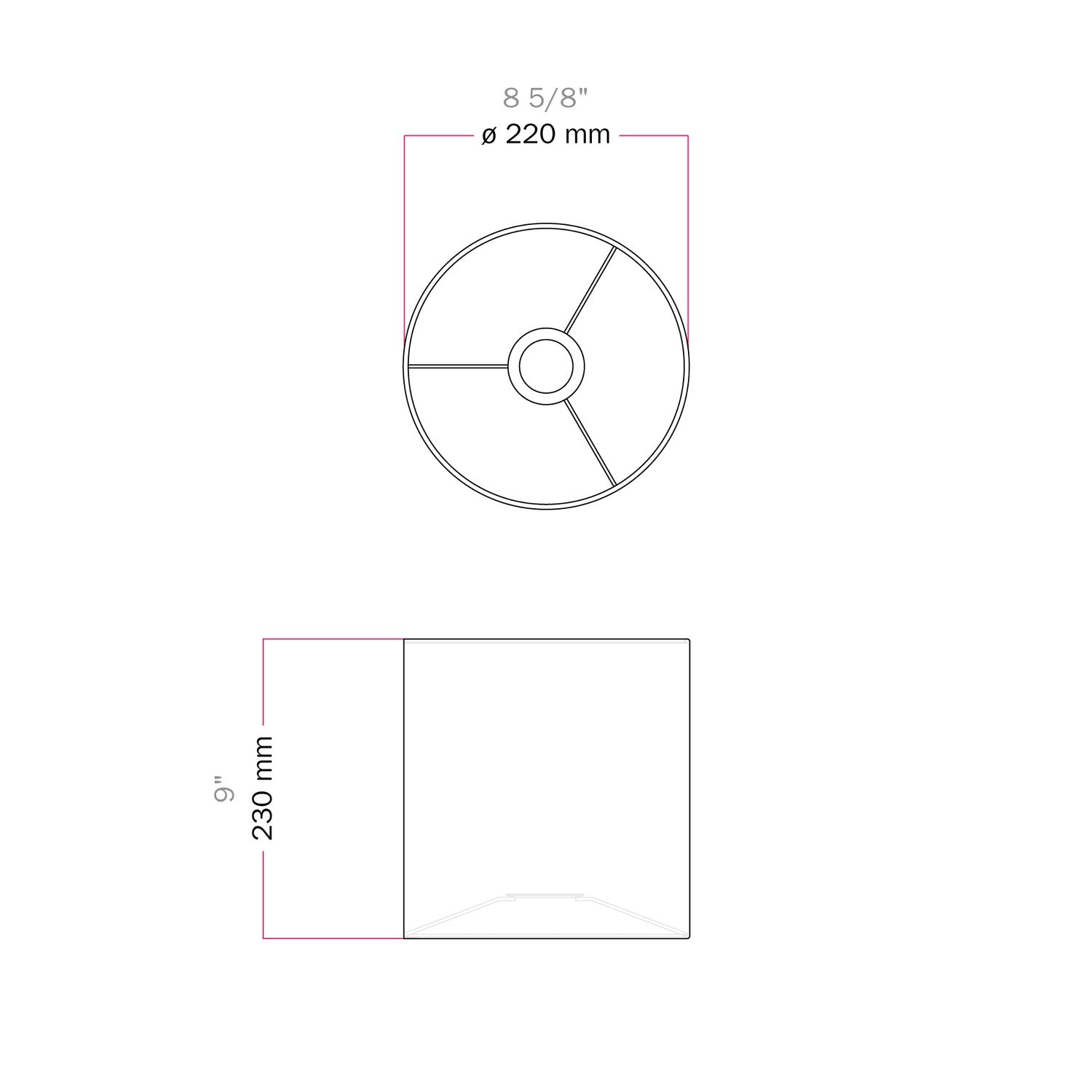 Paralume Cilindro M in tessuto con attacco E27 - Made in Italy - Juta Chiara