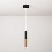 Pendant lamp complete with fabric cable and Tub-E12 double lampshade - Black and Brushed bronze