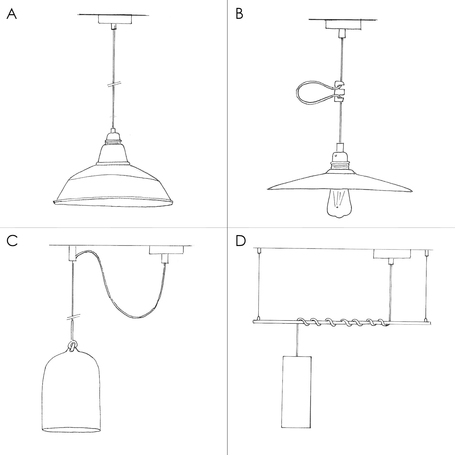 Pendant lamp with textile cable and Bell XL ceramic lampshade - Glossy white