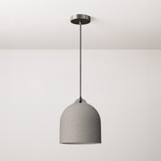 Pendant lamp with textile cable and lampshade Bell M in ceramic - Cement effect