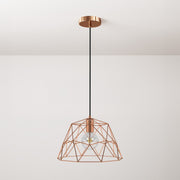 Pendant lamp with textile cable, Dome lampshade and metal details - Copper