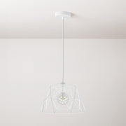 Pendant lamp with textile cable, Dome lampshade and metal details - White