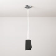 Pendant lamp with textile cable, Prisma cement lampshade and metal finishes - Dark cement