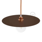 Piatto Ellepì oversize in ferro verniciato per lampade a sospensione, diametro 40 cm - Made in Italy - Effetto corten