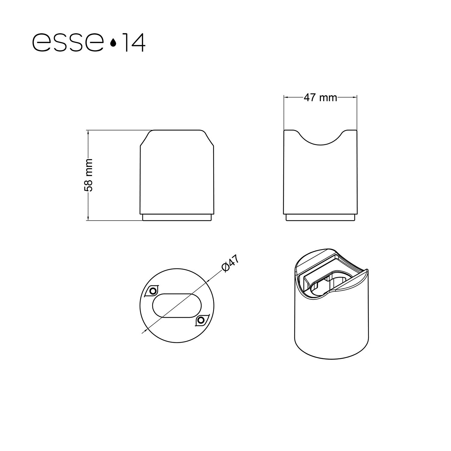 Portalampada esse14 da parete o soffitto con attacco S14d - Waterproof IP44 - Effetto Green marble