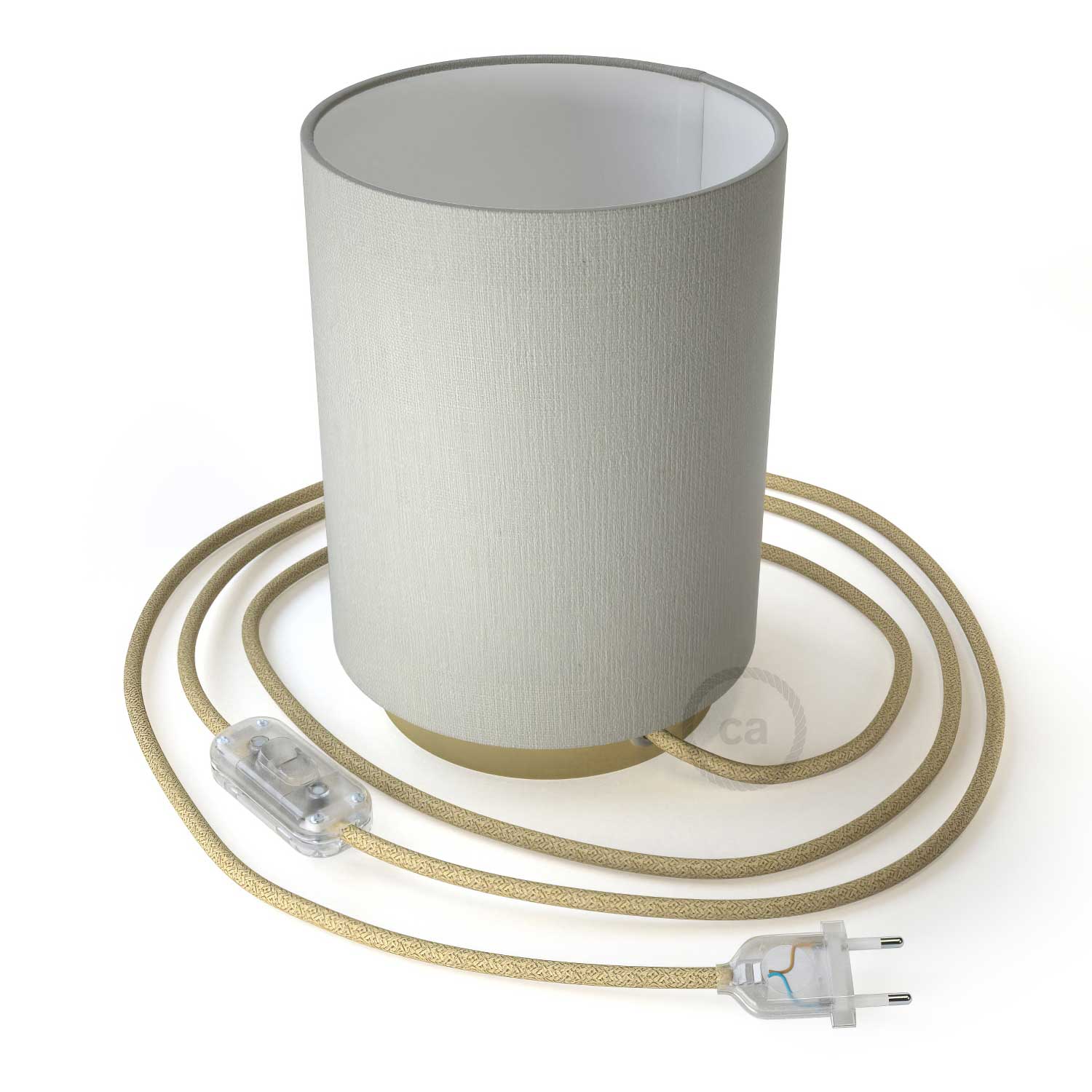 Posaluce metal base with Cilindro lampshade - Glossy Linone White