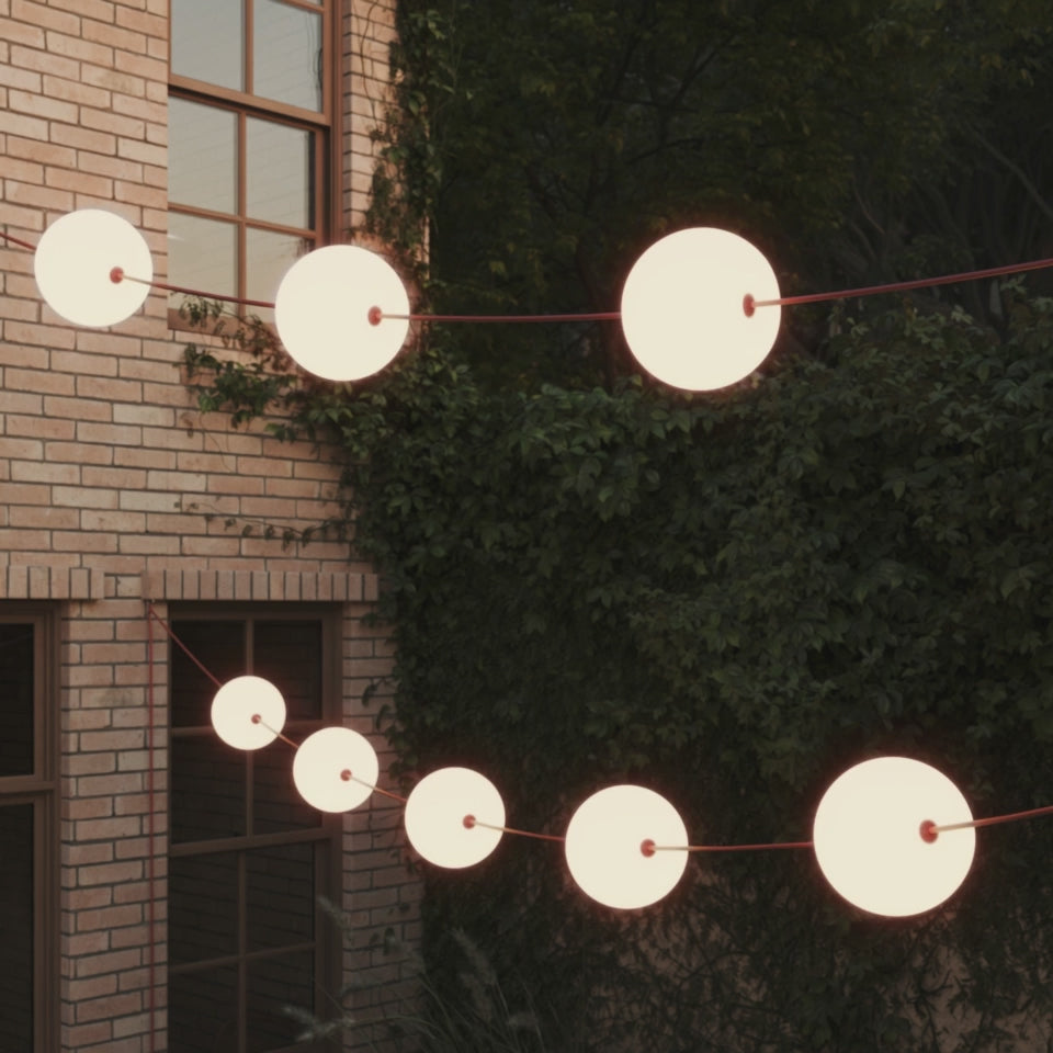 Cargar vídeo: Outdoor 12-Light String Light for wet locations Olive Green, Power supply with US plug - Marina12 Cherry