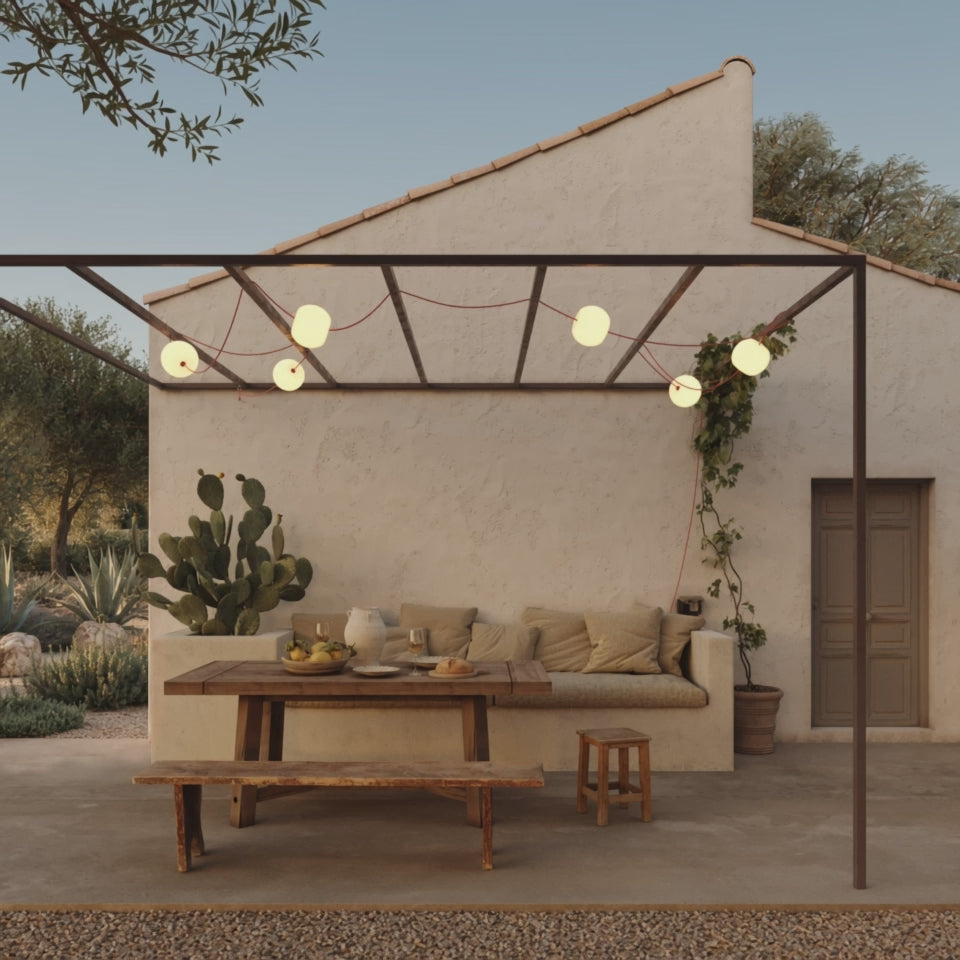 Cargar vídeo: Guirnalda luminosa de exterior de 6 luces para ubicaciones húmedas Blanco Arena, fuente de alimentación con enchufe US - Marina6 Cherry