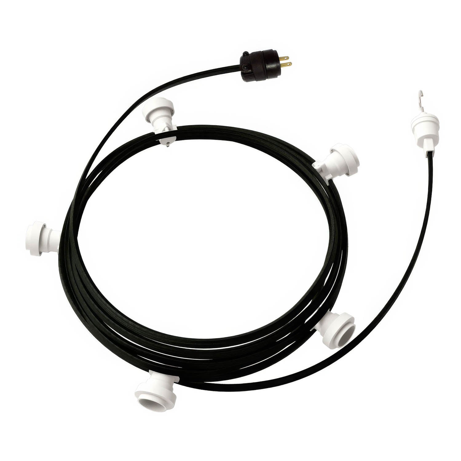 Ready-to-use 25ft String Light with 5 white Sockets, Hook and Plug - CM04