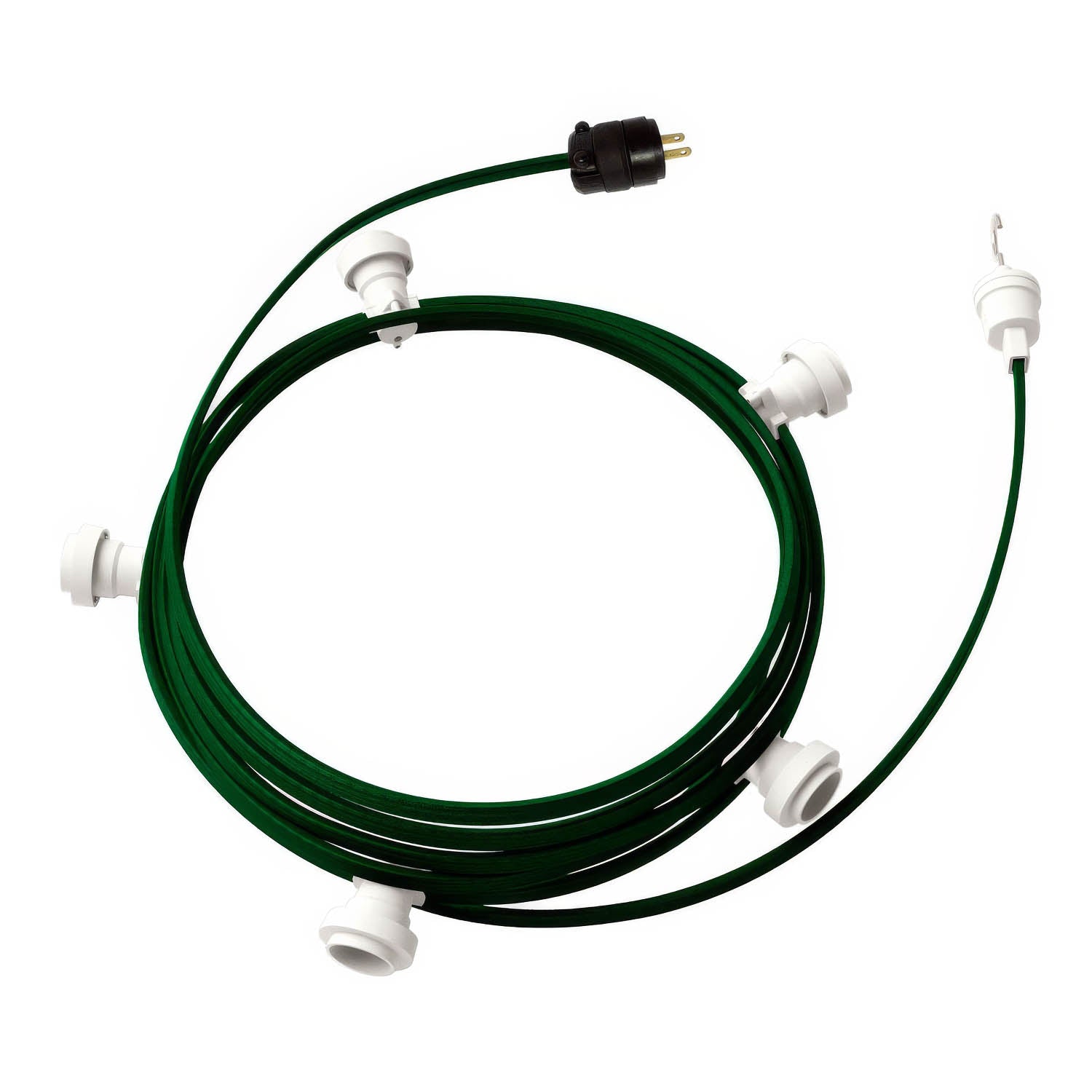 Ready-to-use 25ft String Light with 5 white Sockets, Hook and Plug - CM21