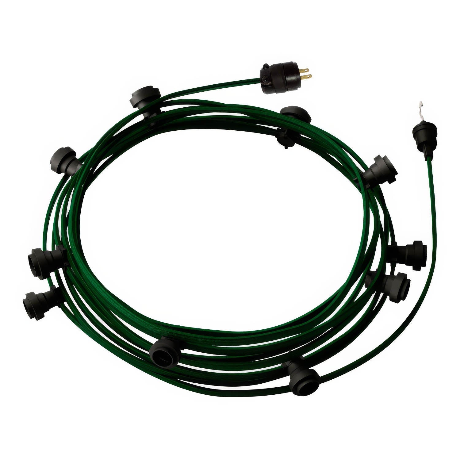 Ready-to-use 40ft String Light with 5 black Sockets, Hook and Plug - CM21