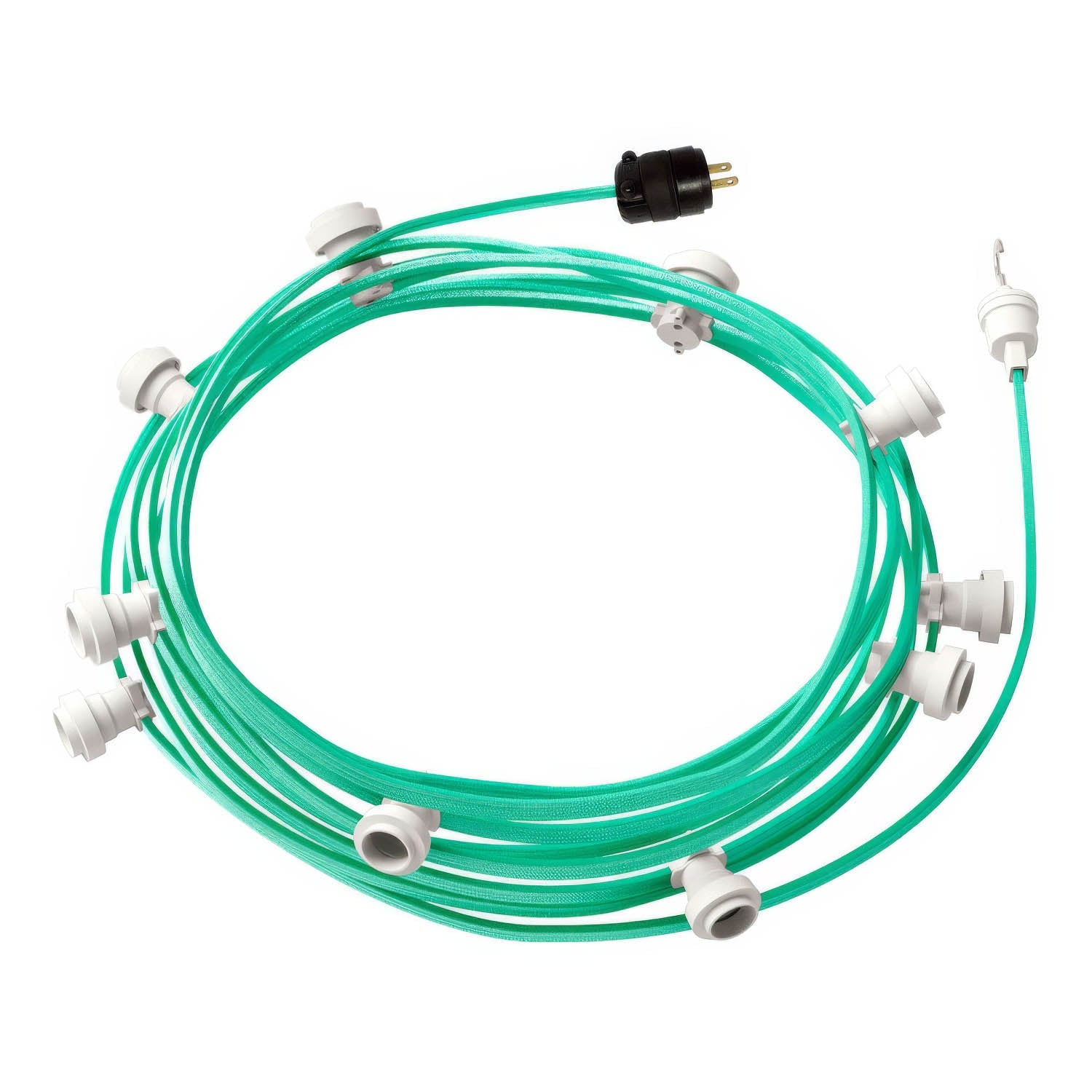 Ready-to-use 40ft String Light with 5 white Sockets, Hook and Plug - CH69