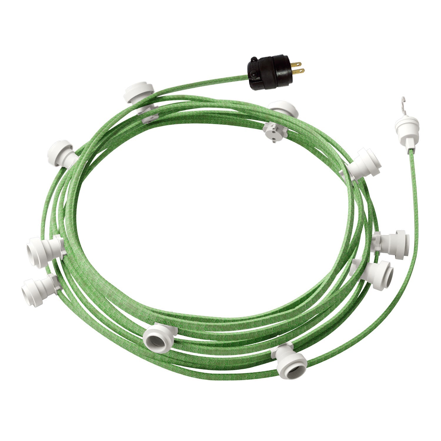 Ready-to-use 40ft String Light with 5 white Sockets, Hook and Plug - CX08