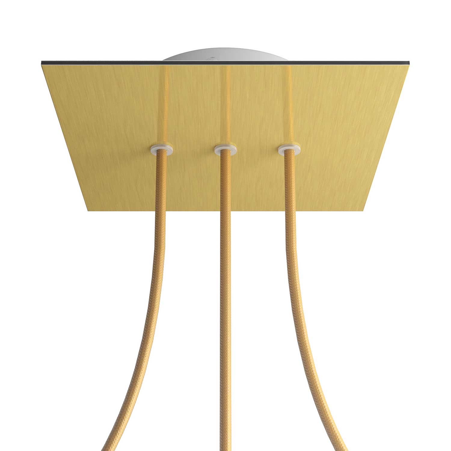 Rosone Rose-One quadrato, 200 mm con 3 fori in linea e 4 fori laterali - Dibond Ottone satinato Bianco