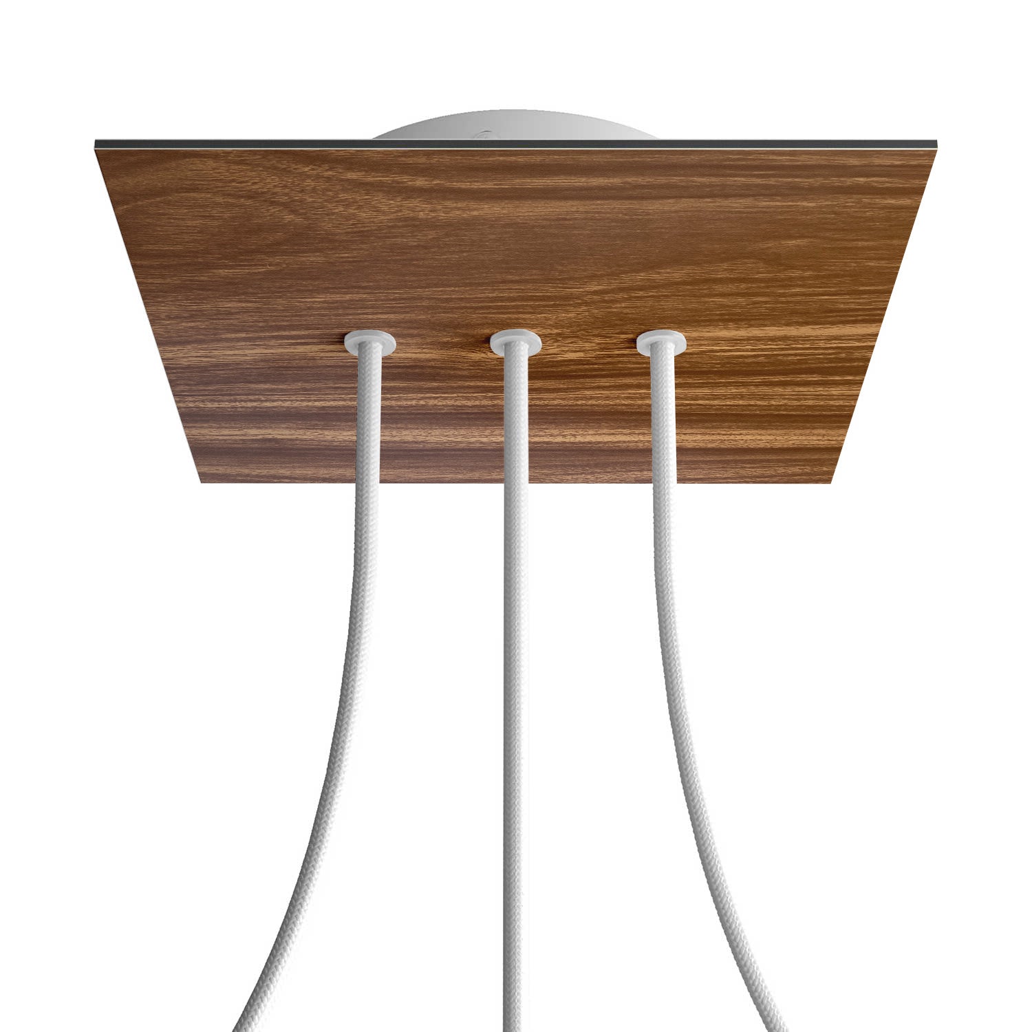 Rosone Rose-One quadrato, 200 mm con 3 fori in linea e 4 fori laterali - Legno Bianco