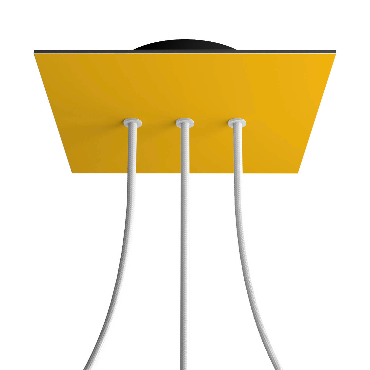 Rosone Rose-One quadrato, 200 mm con 3 fori in linea e 4 fori laterali - Mostarda Nero