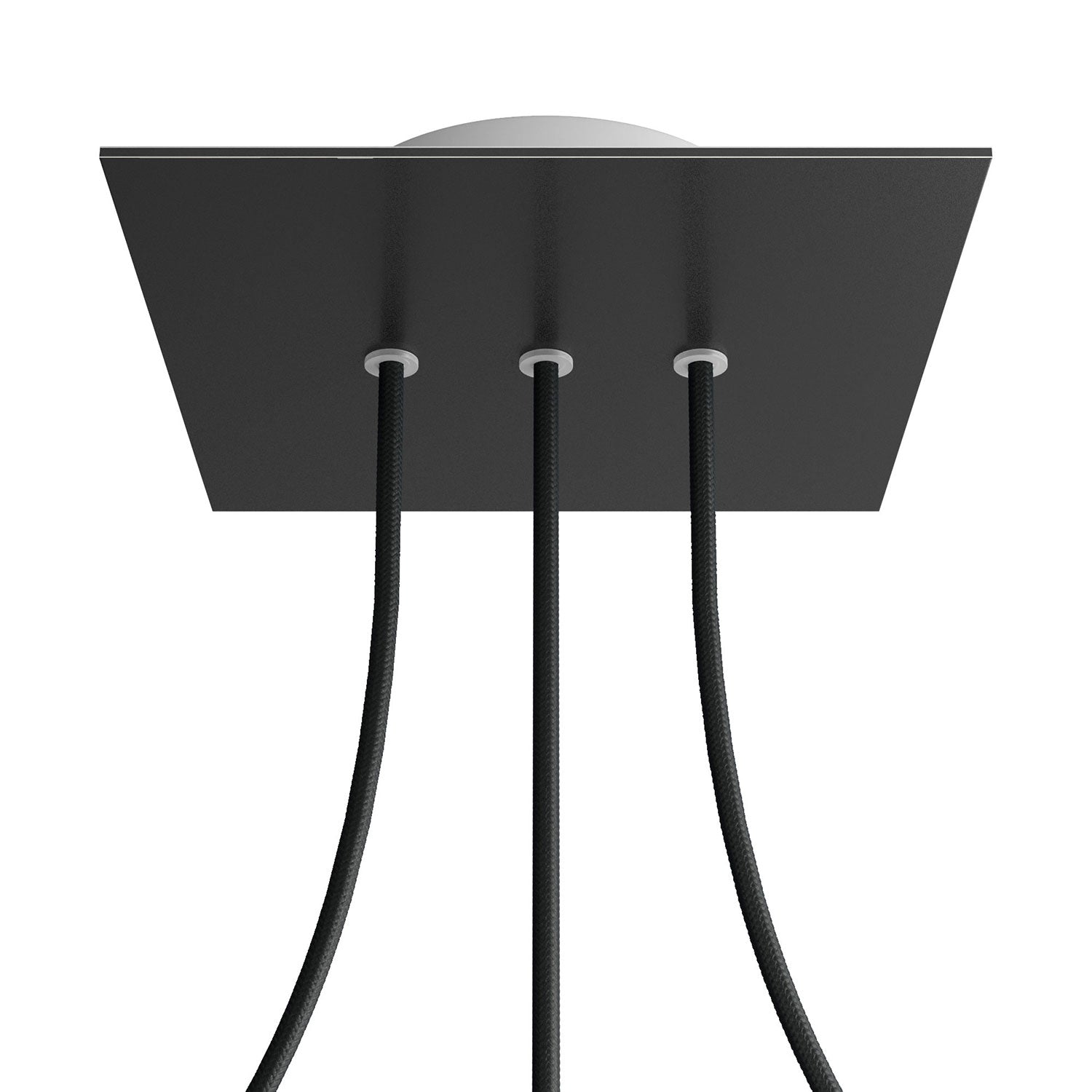 Rosone Rose-One quadrato, 200 mm con 3 fori in linea e 4 fori laterali - Nero opaco Bianco