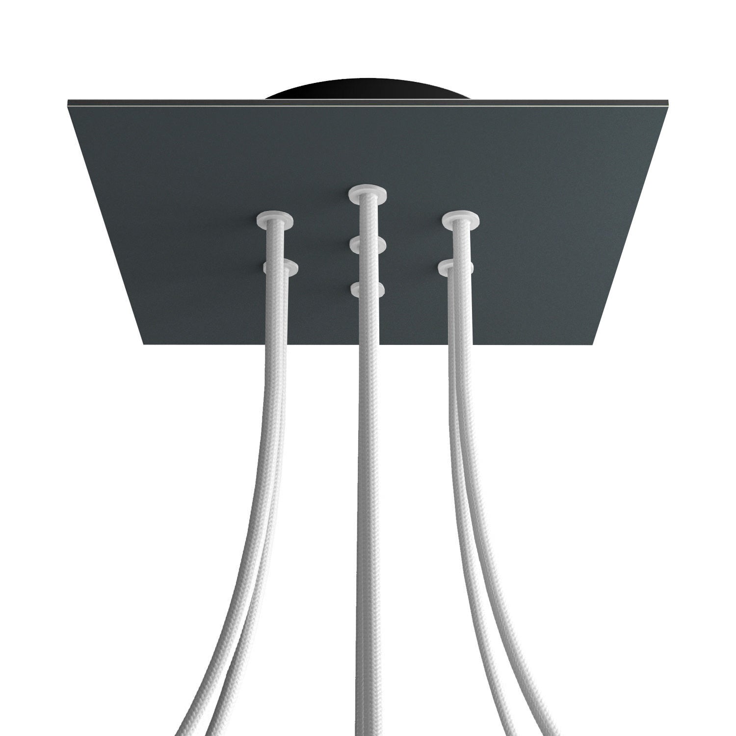 Rosone Rose-One quadrato, 200 mm con 7 fori e 4 fori laterali - Antracite Nero