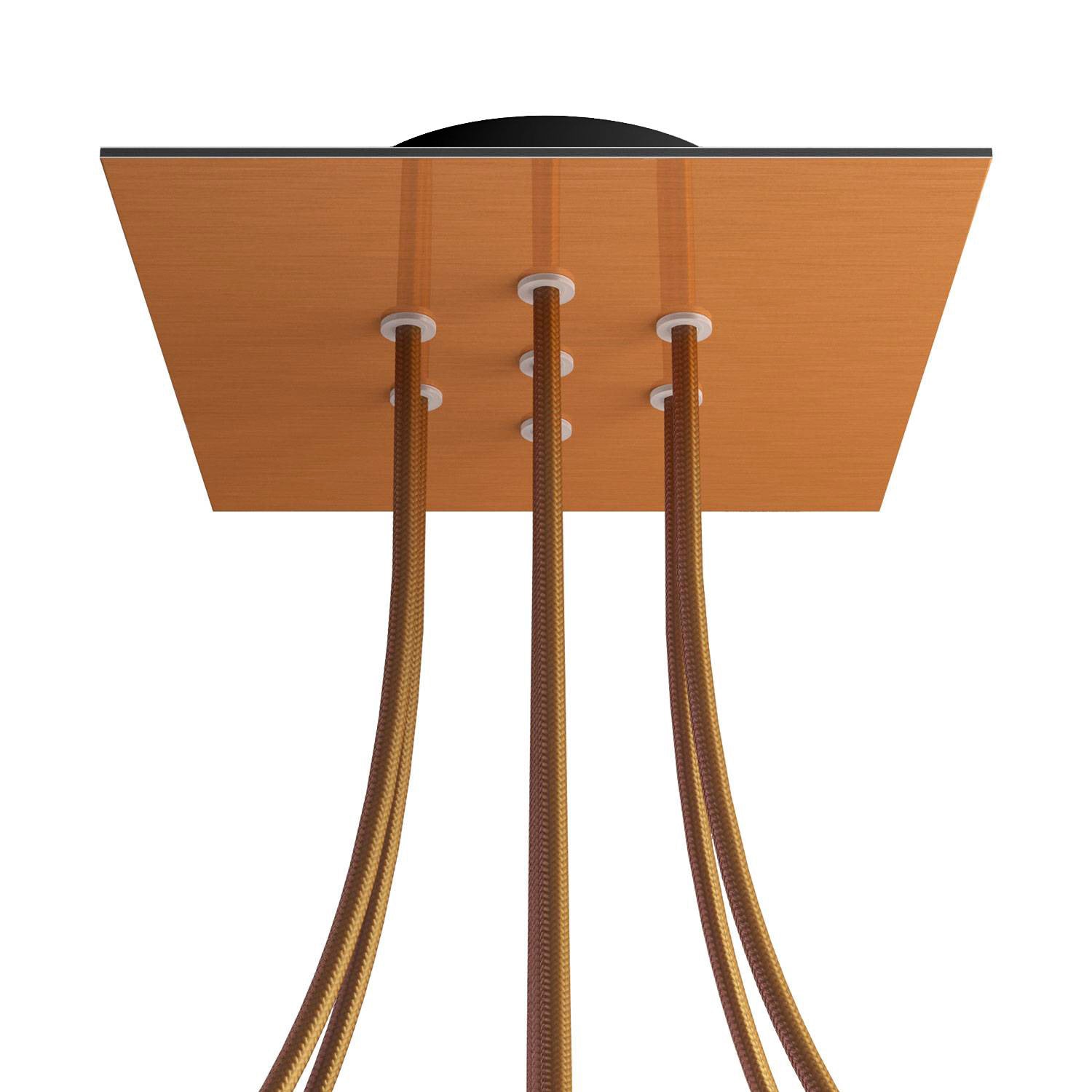 Rosone Rose-One quadrato, 200 mm con 7 fori e 4 fori laterali - Dibond Rame satinato Nero