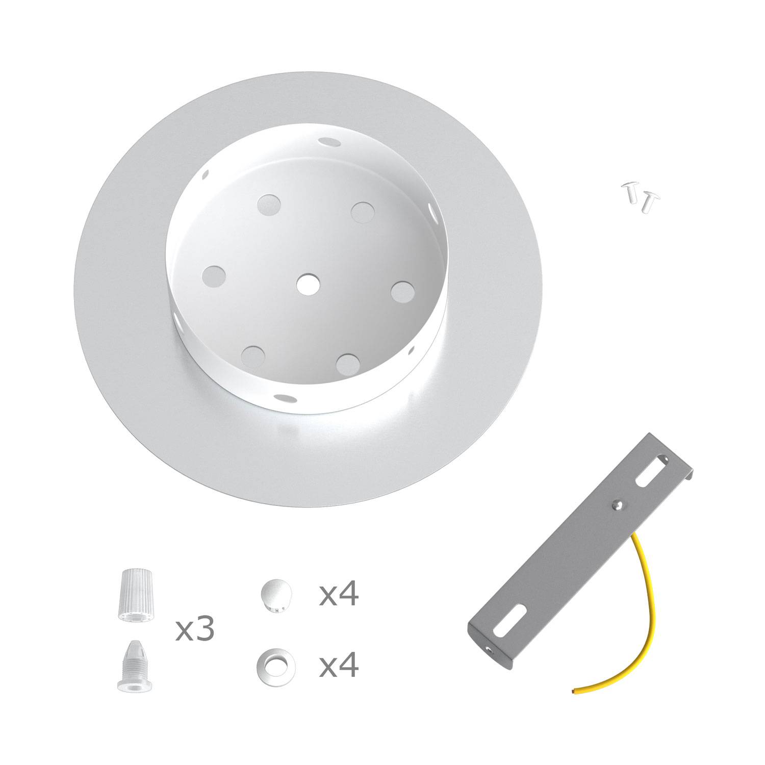 Rosone Rose-One rotondo, diametro 200 mm con 3 fori in linea e 4 fori laterali - Nero opaco Bianco