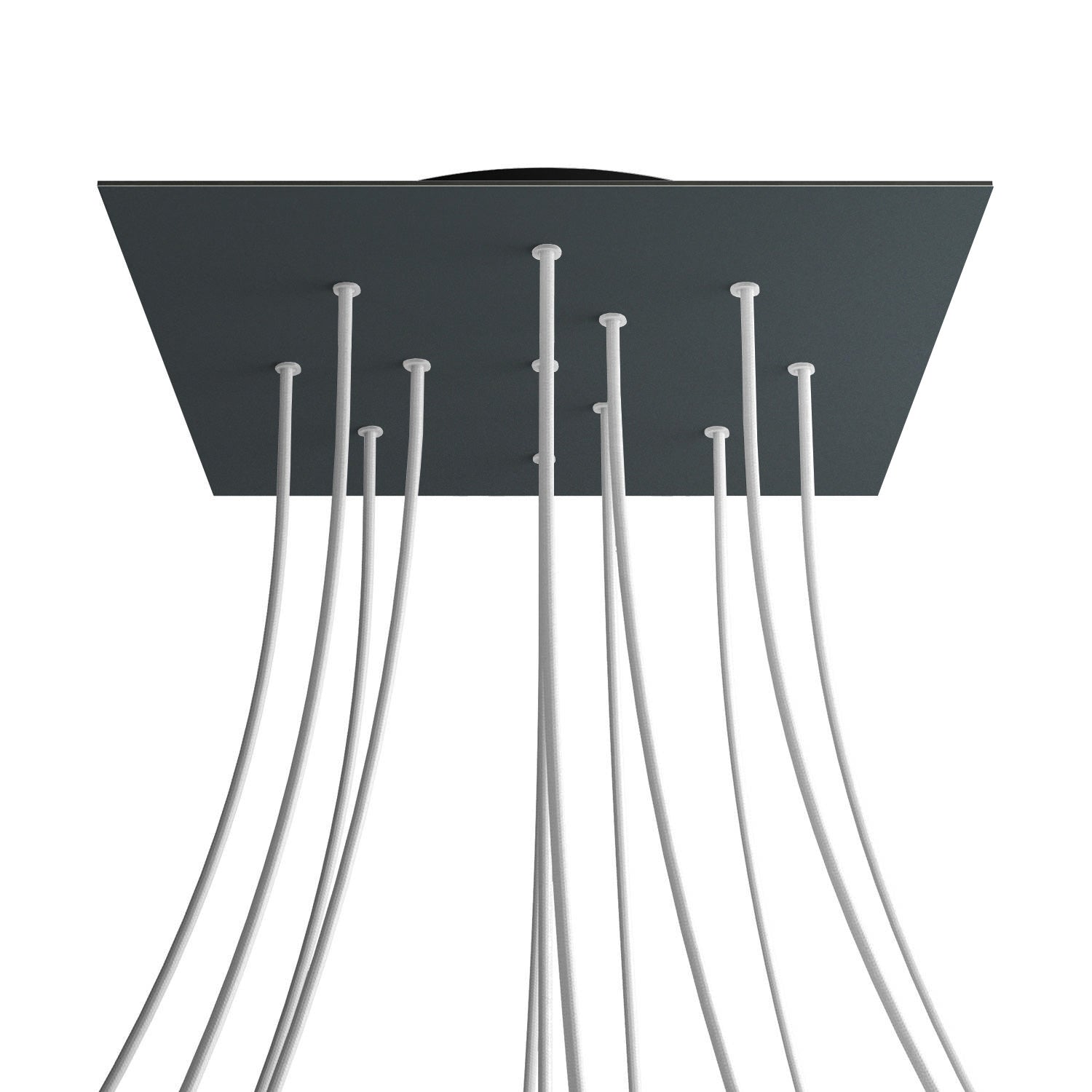 Rosone XXL Rose-One quadrato, 400 mm con 12 fori e 4 fori laterali - Antracite Nero