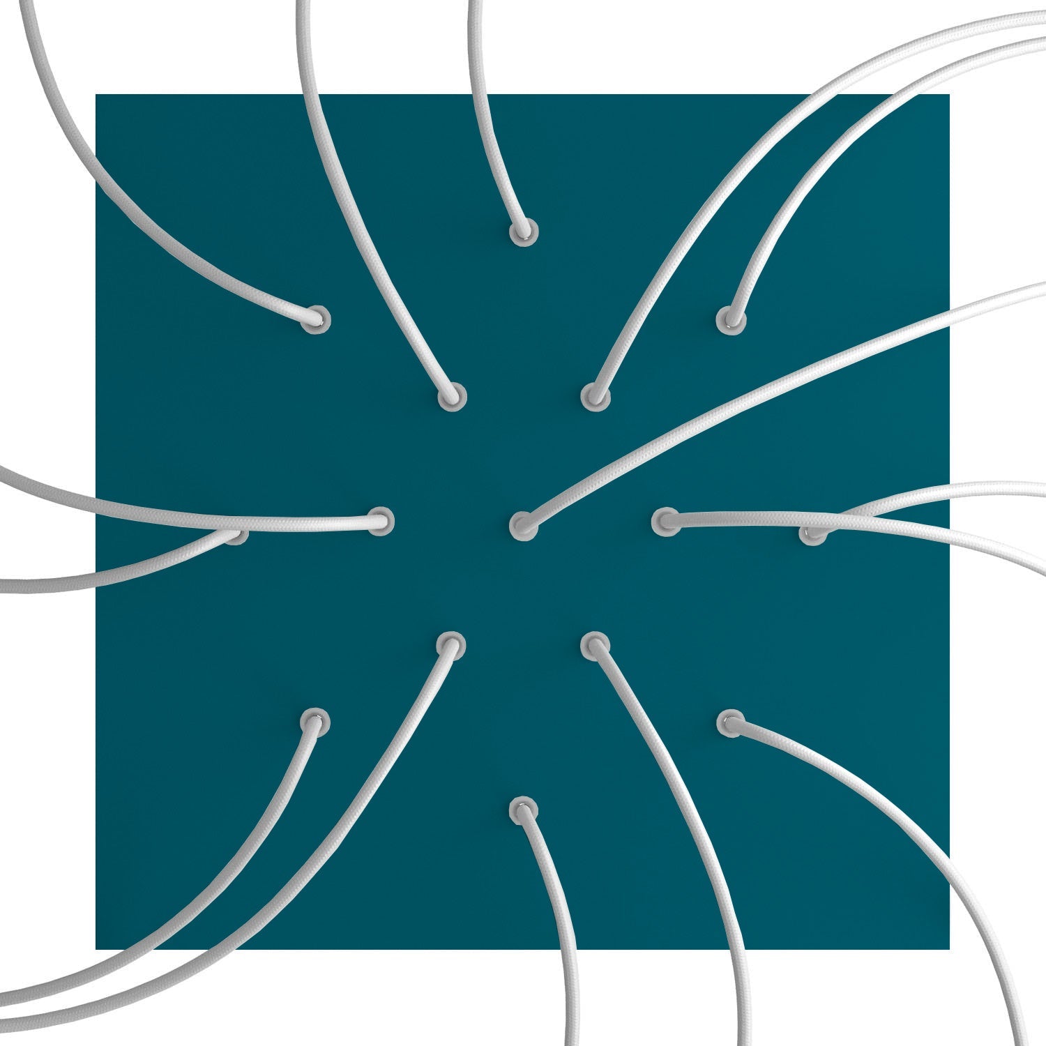 Rosone XXL Rose-One quadrato, 400 mm con 15 fori e 4 fori laterali - Petrolio Bianco