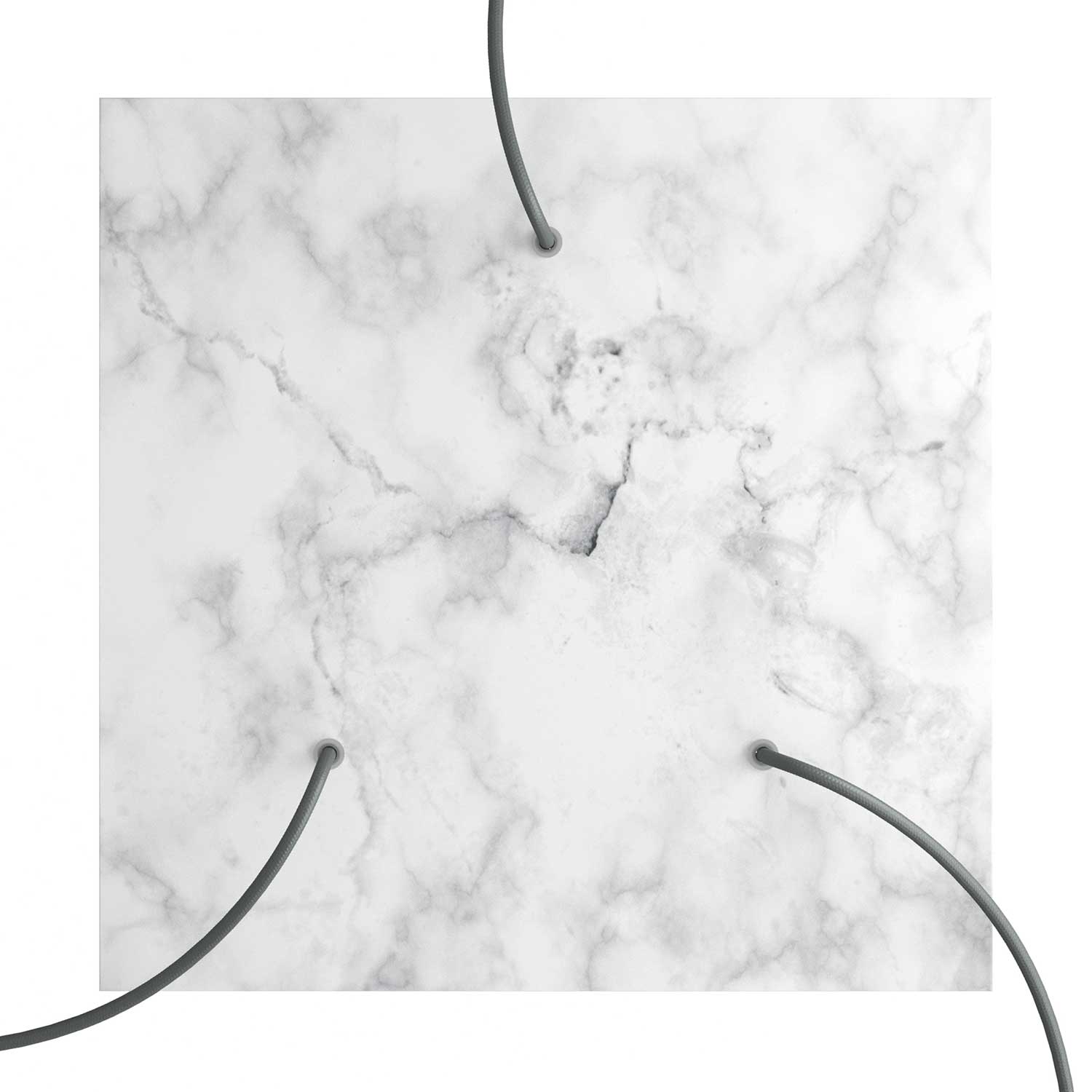 Rosone XXL Rose-One quadrato, 400 mm con 3 fori e 4 fori laterali - Marmo Carrara Bianco