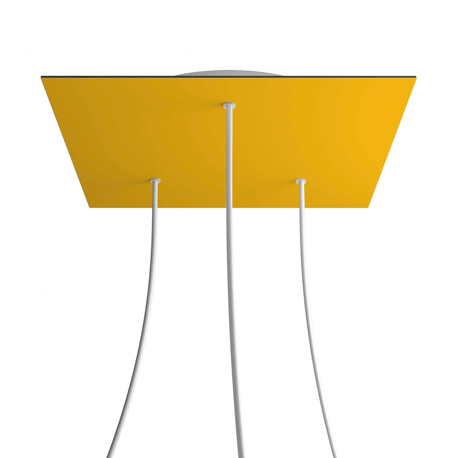 Rosone XXL Rose-One quadrato, 400 mm con 3 fori e 4 fori laterali - Mostarda Bianco