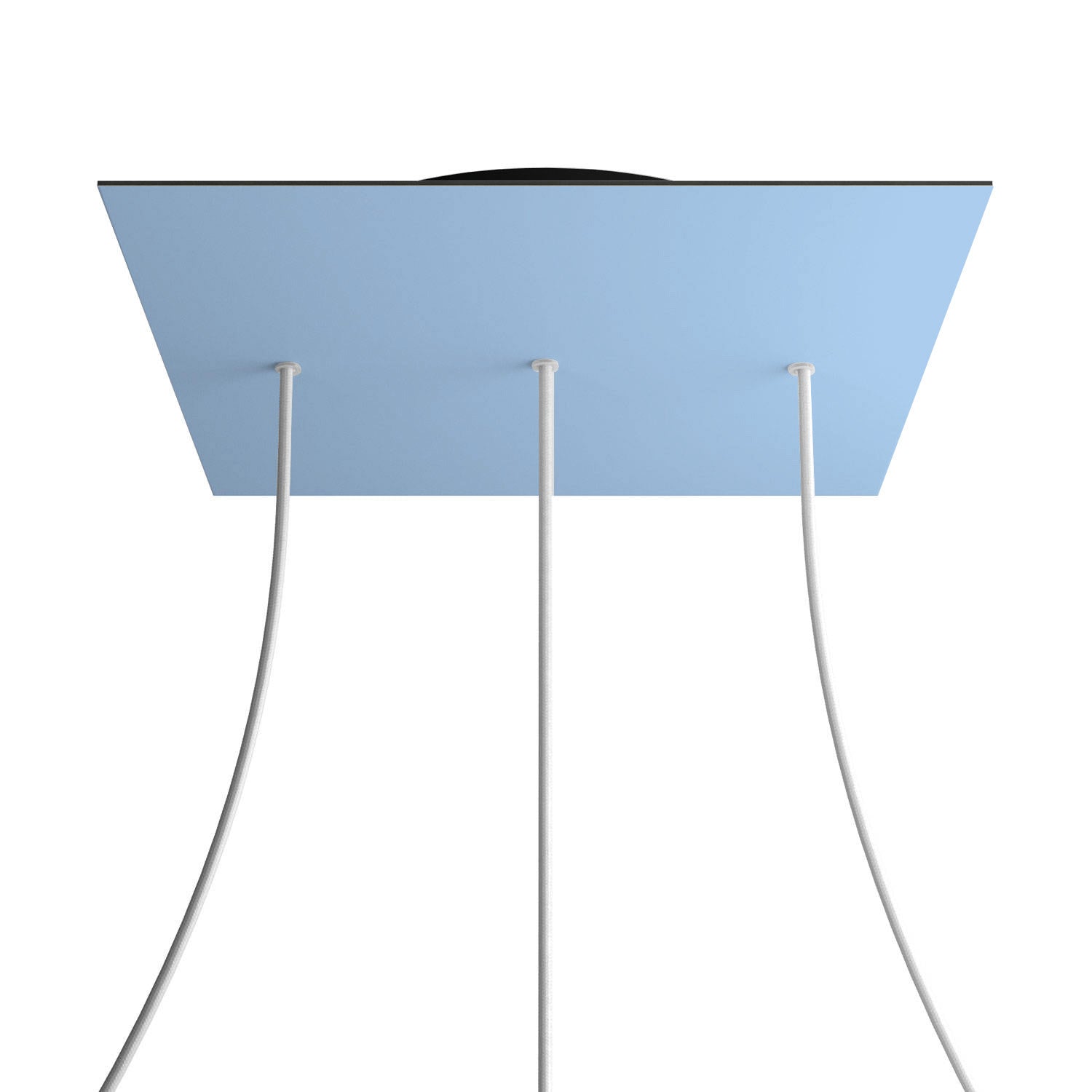 Rosone XXL Rose-One quadrato, 400 mm con 3 fori in linea e 4 fori laterali - Blu carta da zucchero Nero