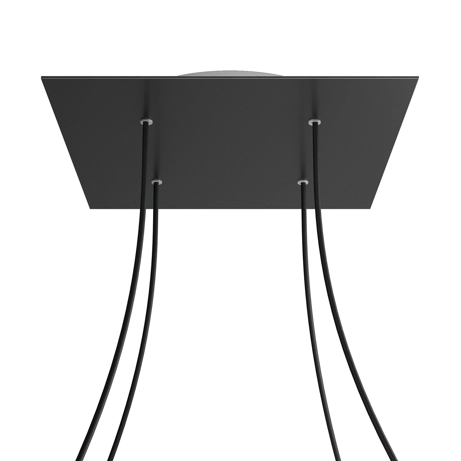 Rosone XXL Rose-One quadrato, 400 mm con 4 fori e 4 fori laterali - Nero opaco Bianco