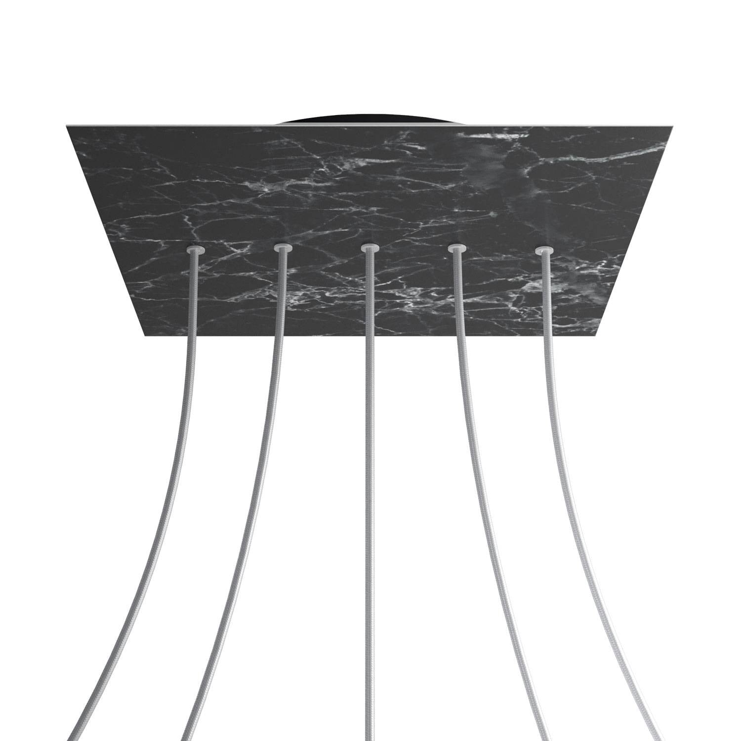 Rosone XXL Rose-One quadrato, 400 mm con 5 fori in linea e 4 fori laterali - Marmo Marquina Nero