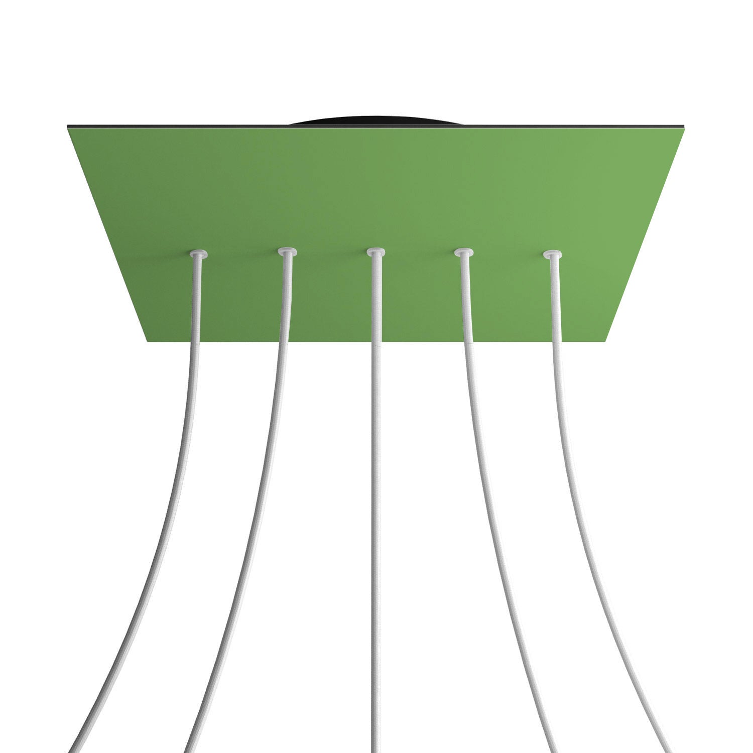 Rosone XXL Rose-One quadrato, 400 mm con 5 fori in linea e 4 fori laterali - Verde prato Nero