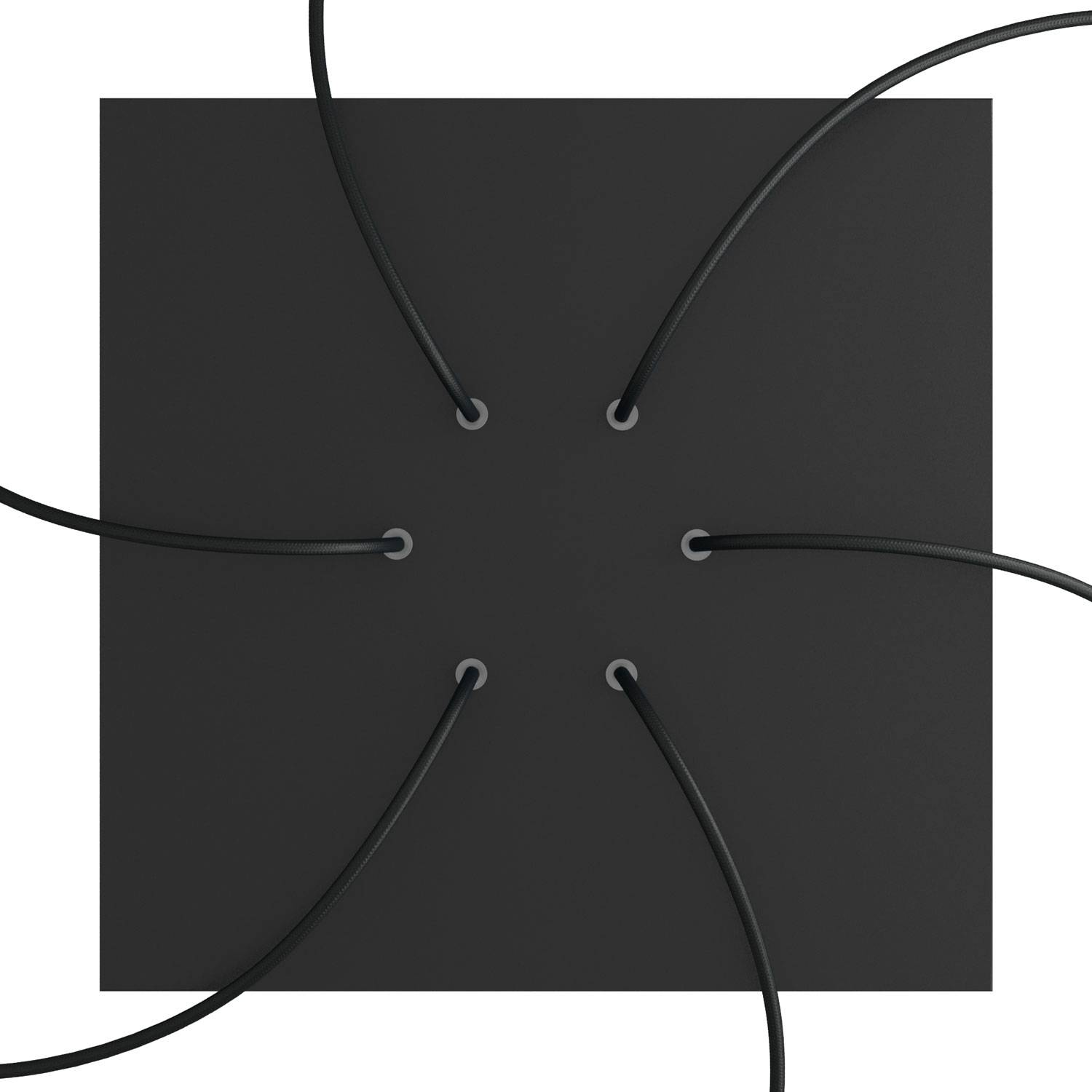 Rosone XXL Rose-One quadrato, 400 mm con 6 fori e 4 fori laterali - Nero opaco Bianco