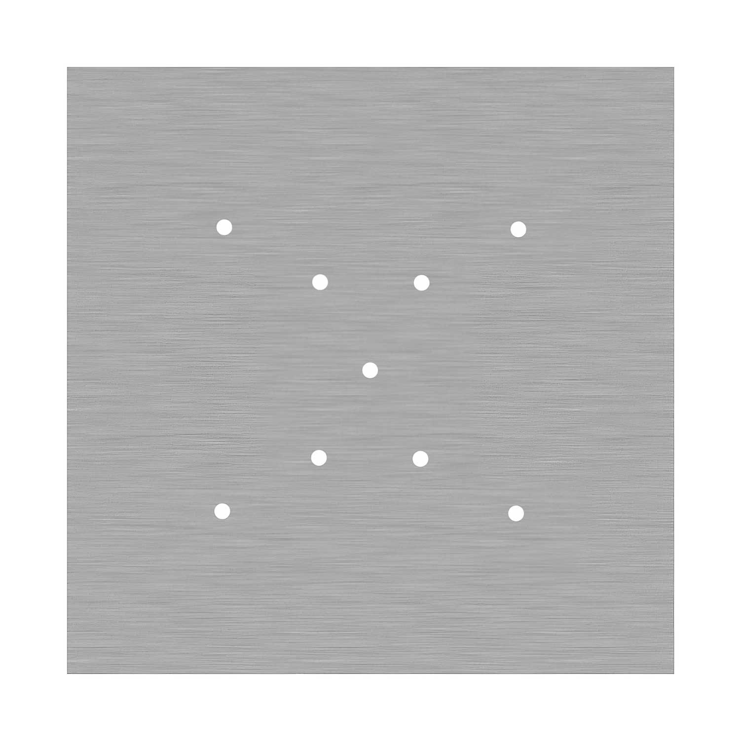 Rosone XXL Rose-One quadrato, 400 mm con 9 fori a X e 4 fori laterali - Dibond Acciaio satinato Bianco