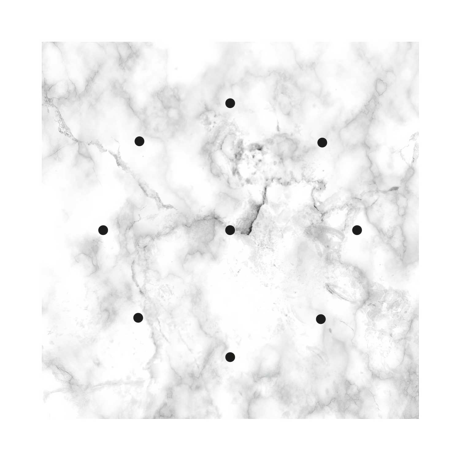 Rosone XXL Rose-One quadrato, 400 mm con 9 fori e 4 fori laterali - Marmo Carrara Bianco