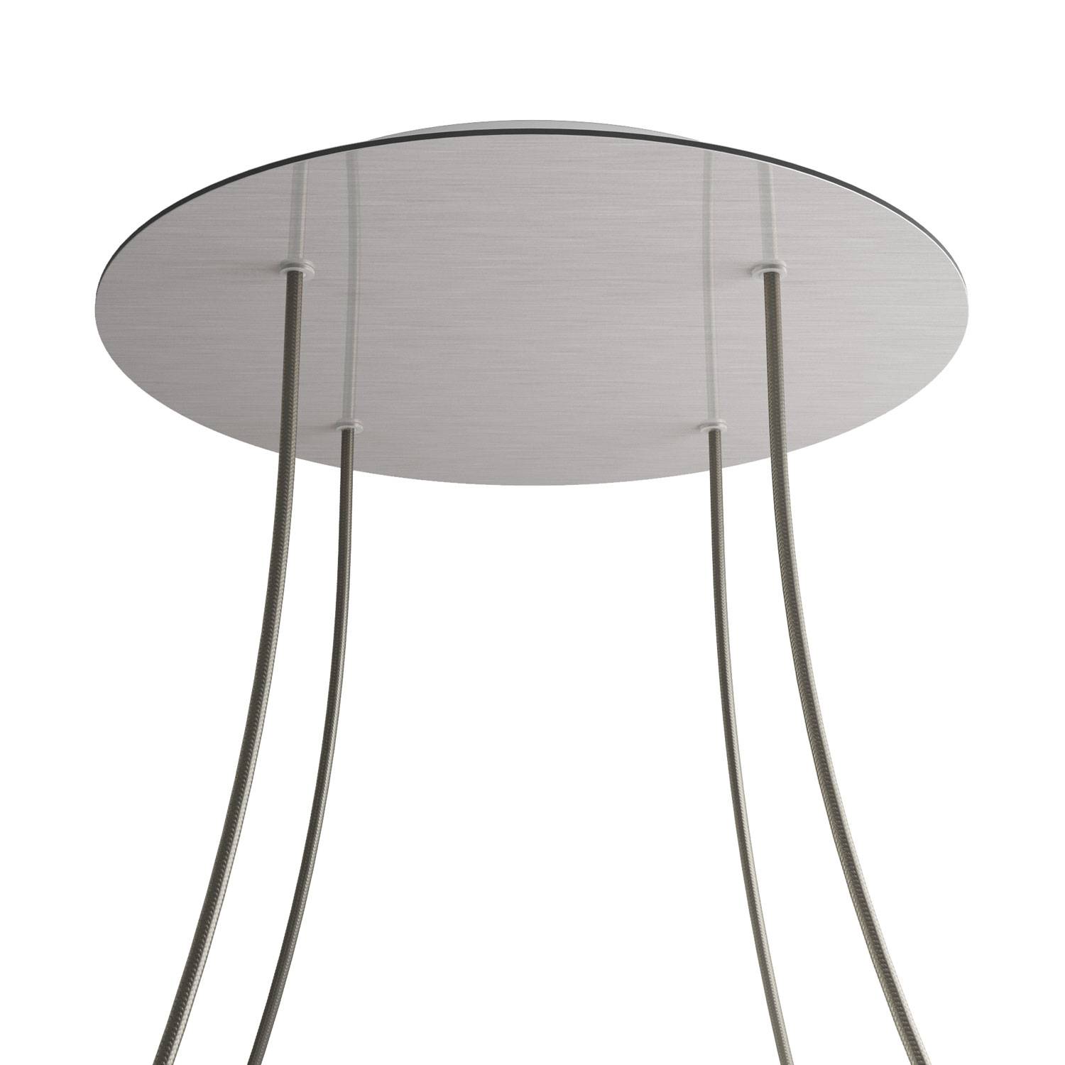 Rosone XXL Rose-One rotondo, diametro 400 mm con 4 fori e 4 fori laterali - Dibond Acciaio satinato Bianco