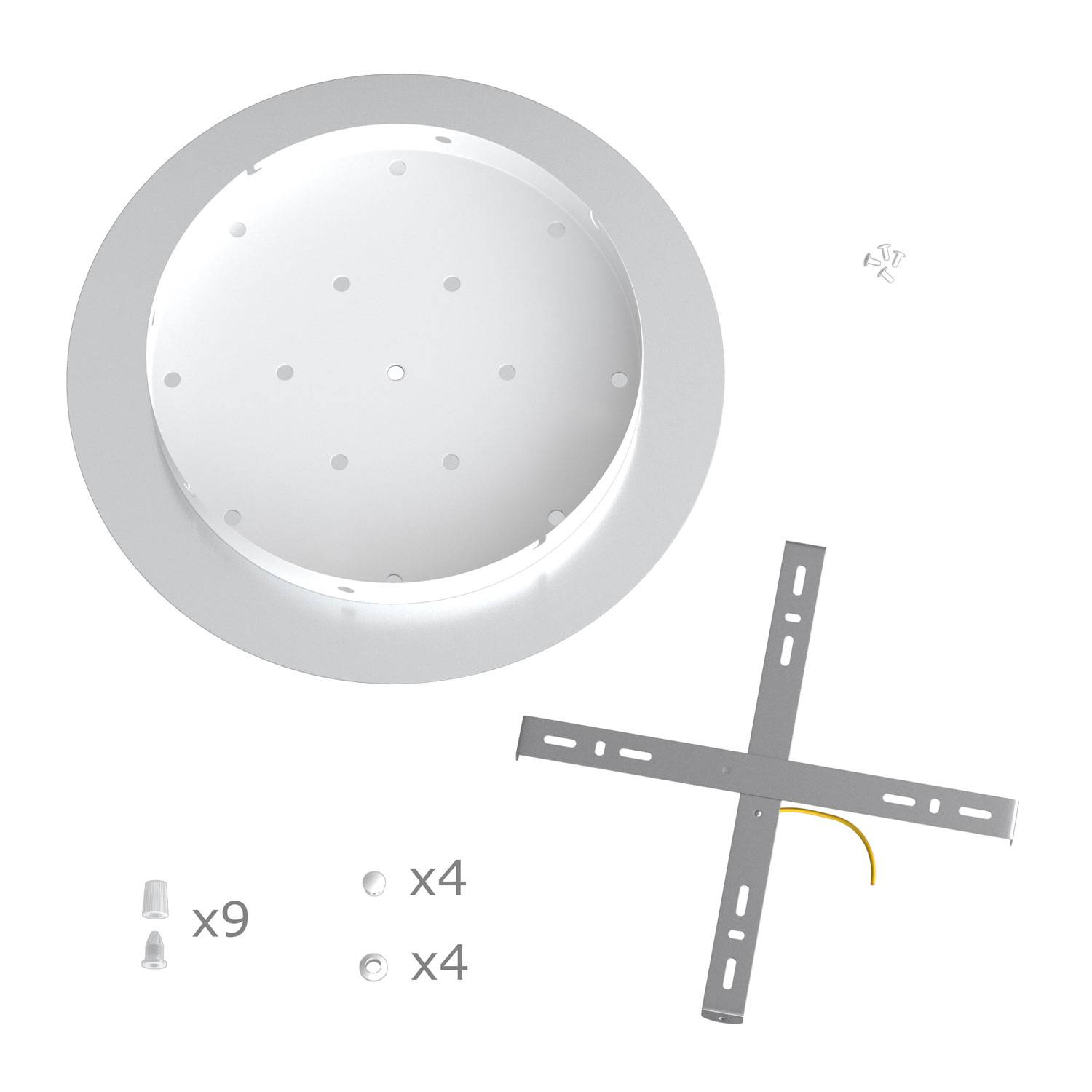 Rosone XXL Rose-One rotondo, diametro 400 mm con 9 fori a X e 4 fori laterali - Blu carta da zucchero Bianco