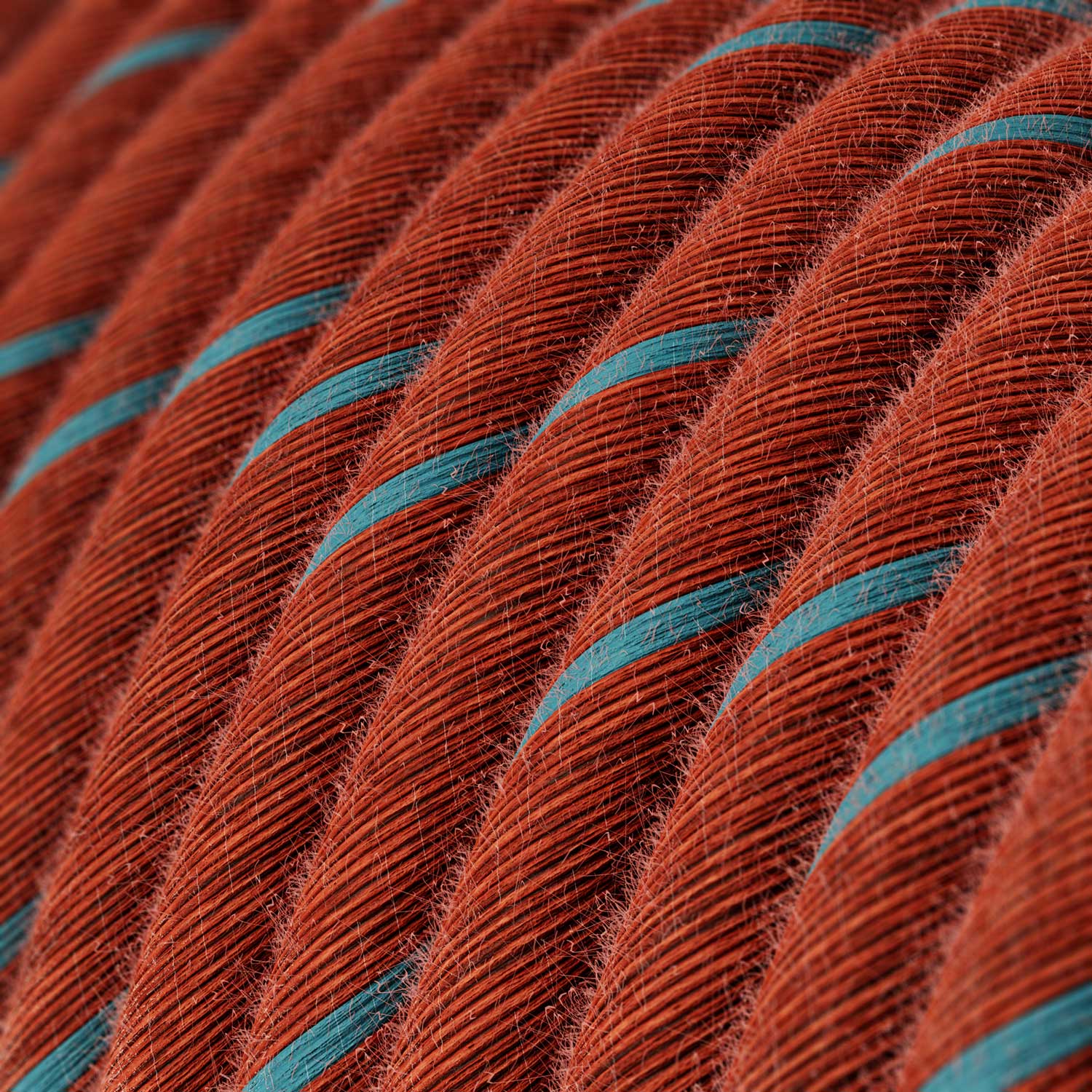 Round Electric Vertigo Cable covered by Brick and Light Blue Cotton ERC36