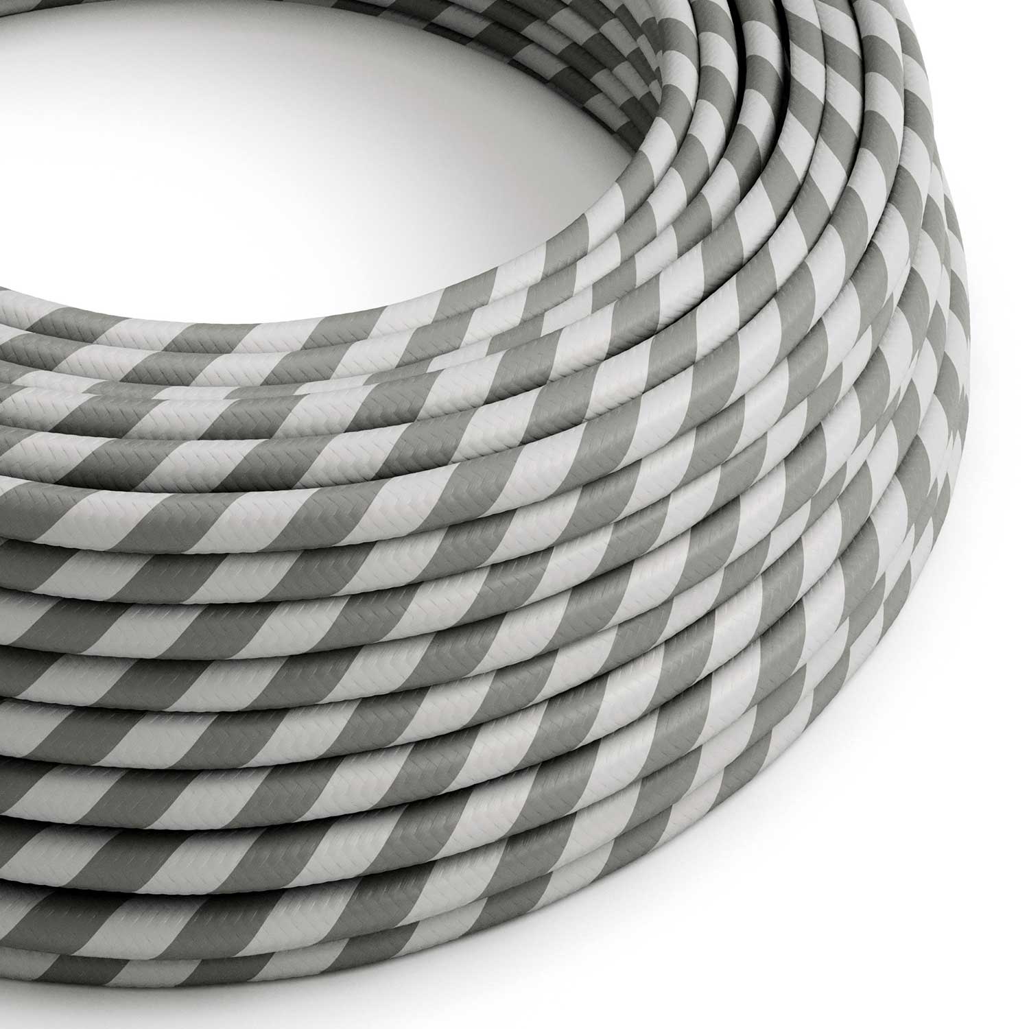 Round Electric Vertigo HD Cable covered by Silver and Gray fabric ERM55